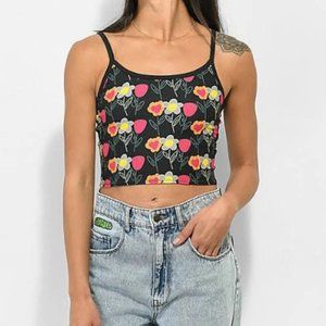 NWT Petals by Petals and Peacocks You Can't Sit With Us Black Crop Tank Top